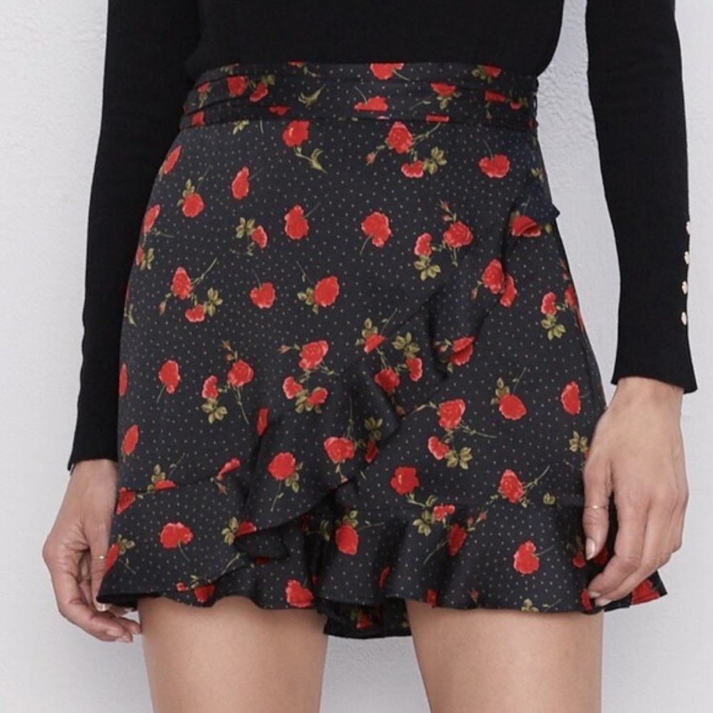Floral Black Skort